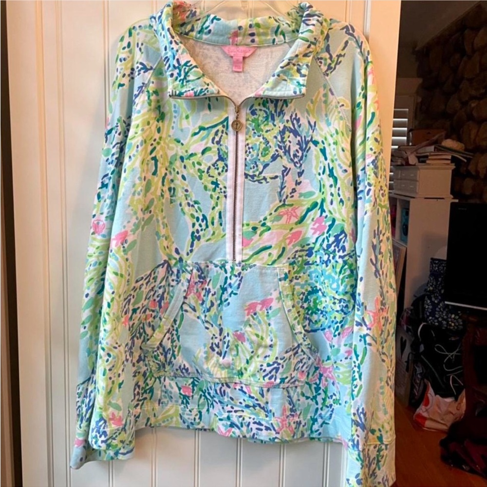Lilly Pulitzer Half-Zip Skipper Popover in Sky Blue Heaven | Size M 🐠💗